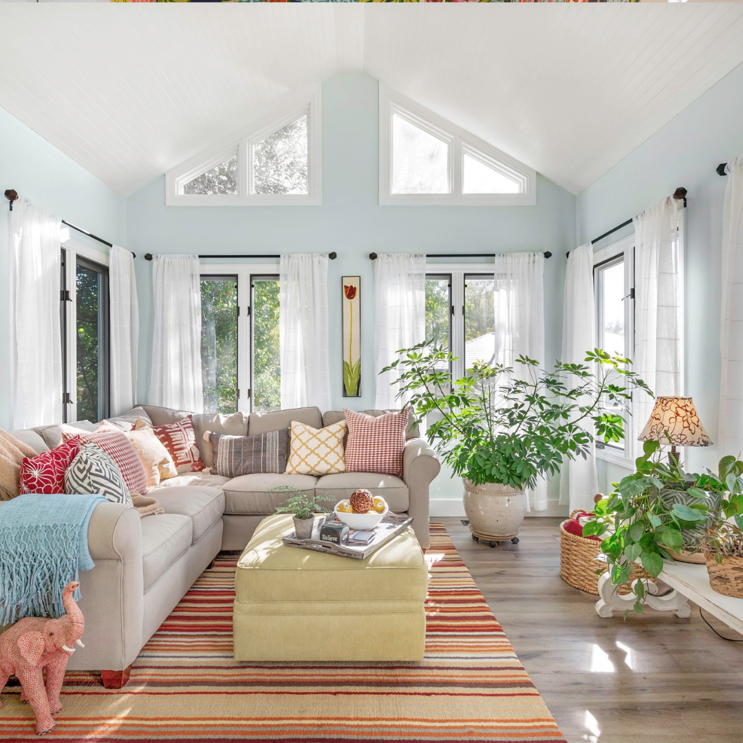 Living room with sunlight Outdoor atrium real estate photography image