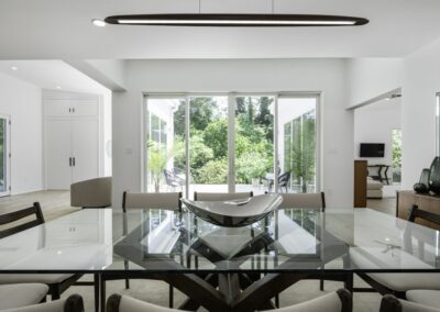 Real estate photography of glass dining table