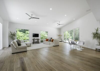 Real estate photography of open living room