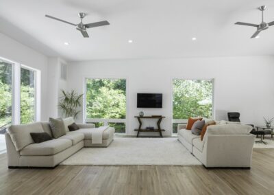 Real estate photography of open living room