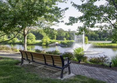 Real estate photography of 19261 Harlow Square park bench and fountain