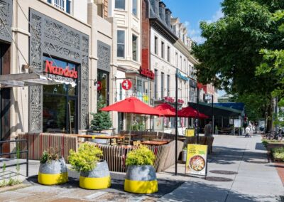 Real estate photography of Columbia Heights community and Nandos restaurant